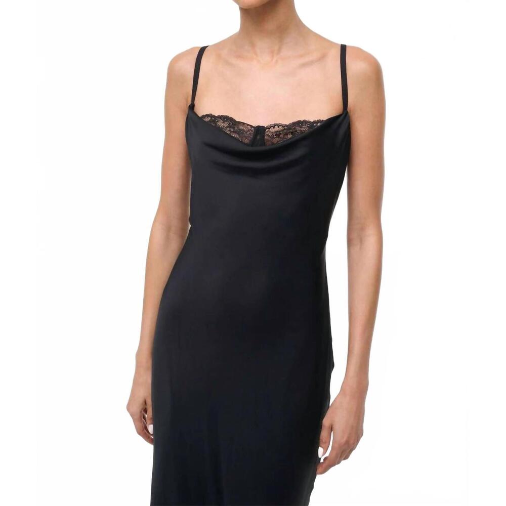 NEW STAUD evangeling silk midi dress in black - Picture 6 of 7